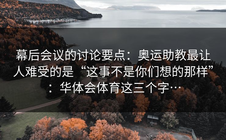 幕后会议的讨论要点：奥运助教最让人难受的是“这事不是你们想的那样”：华体会体育这三个字…