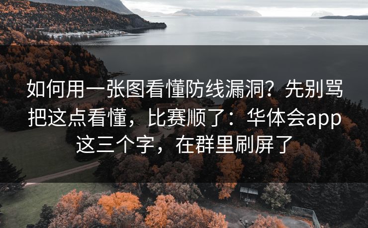 如何用一张图看懂防线漏洞？先别骂把这点看懂，比赛顺了：华体会app这三个字，在群里刷屏了