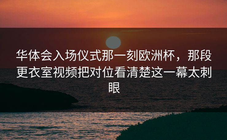 华体会入场仪式那一刻欧洲杯，那段更衣室视频把对位看清楚这一幕太刺眼